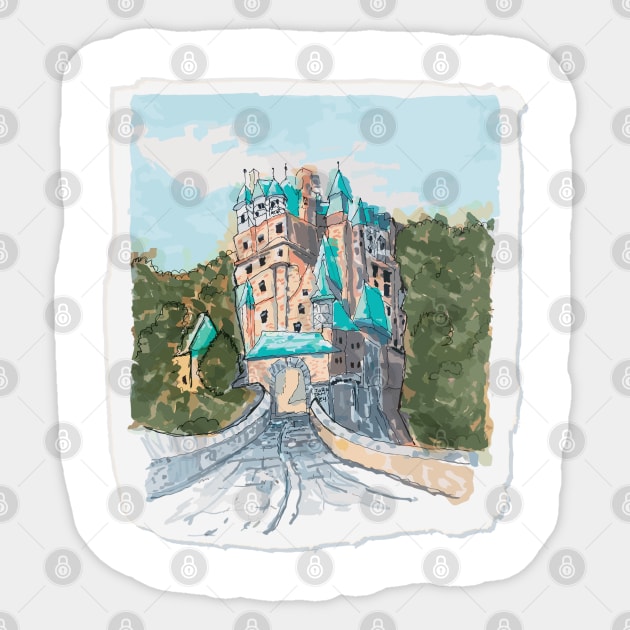 Castle Colorful Illustration Sticker by Joselo Rocha Art